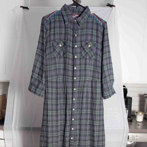 Johnny Was Plaid Dress with Embroidered Accents